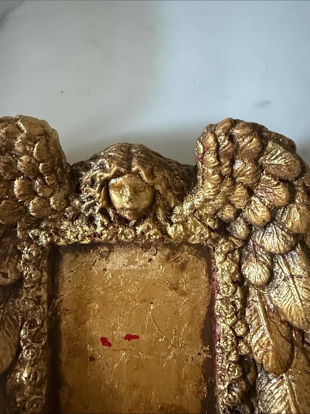 Vintage Gold Resin Cherub Wings Accent Picture  Frame